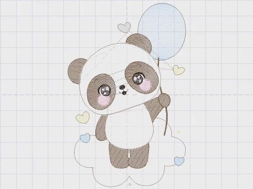 Panda embroidery design - Animal embroidery designs machine embroidery pattern - Baby boy embroidery file - Panda with ballon download pes