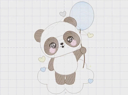 Panda embroidery design - Animal embroidery designs machine embroidery pattern - Baby boy embroidery file - Panda with ballon download pes