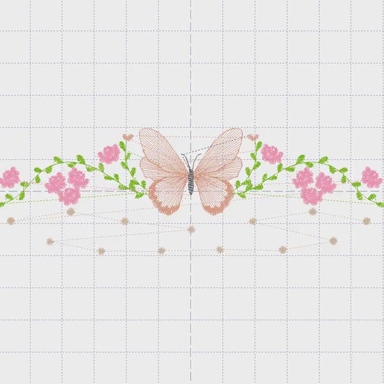 Flowers embroidery designs - Butterfly embroidery design machine embroidery pattern - Kitchen towel embroidery file - instant download pes