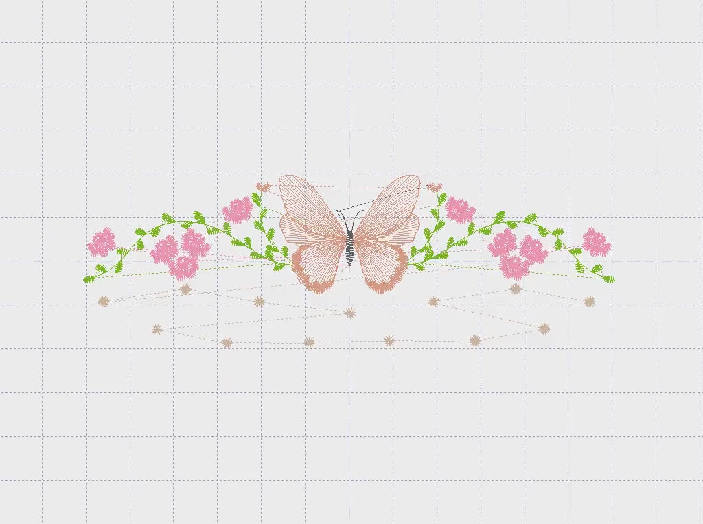 Flowers embroidery designs - Butterfly embroidery design machine embroidery pattern - Kitchen towel embroidery file - instant download pes