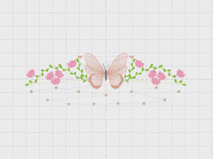 Flowers embroidery designs - Butterfly embroidery design machine embroidery pattern - Kitchen towel embroidery file - instant download pes