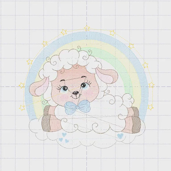 Sheep with rainbow embroidery design - Rainbow embroidery designs machine embroidery pattern - baby boy embroidery file newborn embroidery