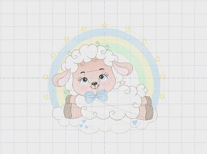 Sheep with rainbow embroidery design - Rainbow embroidery designs machine embroidery pattern - baby boy embroidery file newborn embroidery