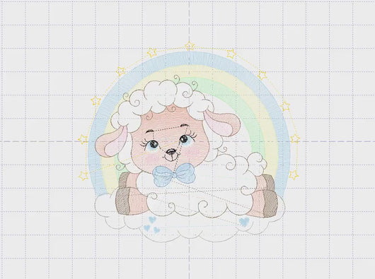 Sheep with rainbow embroidery design - Rainbow embroidery designs machine embroidery pattern - baby boy embroidery file newborn embroidery