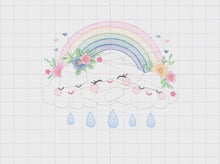 Load and play video in Gallery viewer, Cloud embroidery design - Rainbow embroidery designs machine embroidery pattern - Rainbow with flowers embroidery file - instant download
