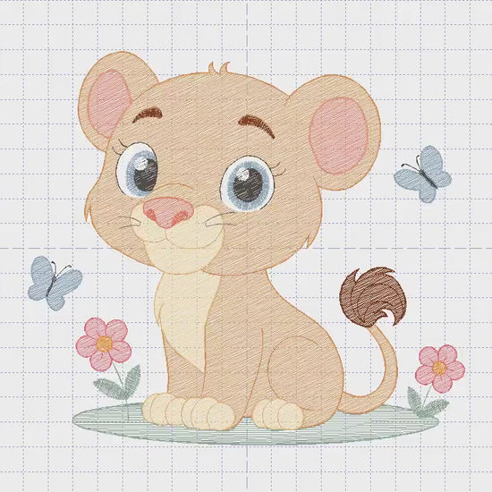 Lioness embroidery designs - Safari wild animal machine embroidery pattern - Baby girl file - Female Lion - Instant digital download pes jef