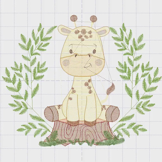 Giraffe embroidery design - Animal embroidery designs machine embroidery pattern - Baby girl embroidery file - Giraffe with tree download