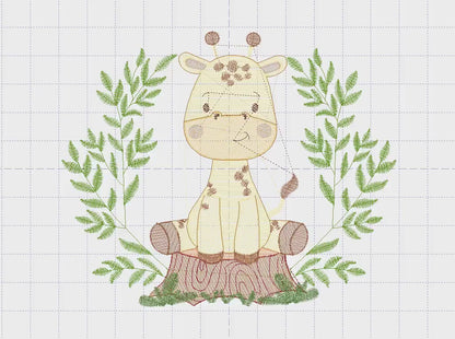 Giraffe embroidery design - Animal embroidery designs machine embroidery pattern - Baby girl embroidery file - Giraffe with tree download
