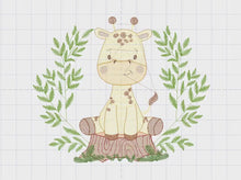 Carica e avvia il video nel visualizzatore di galleria, Giraffe embroidery design - Animal embroidery designs machine embroidery pattern - Baby girl embroidery file - Giraffe with tree download
