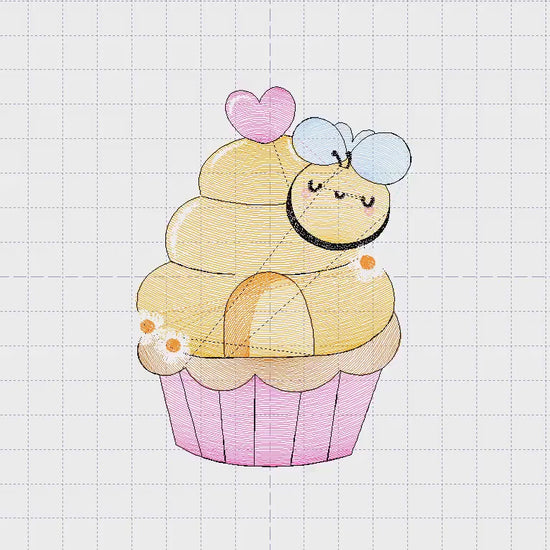 Bee embroidery design - Honey Bee Cupcake embroidery designs machine embroidery pattern - Baby girl embroidery file - honey bee design pes