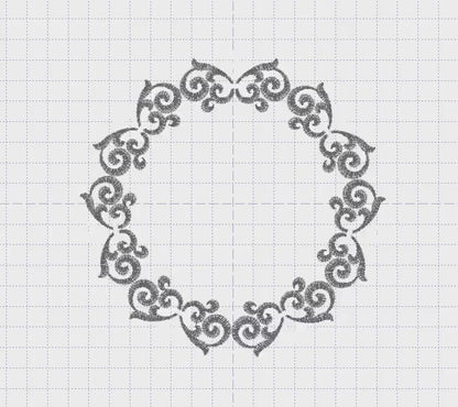 Monogram Wreath embroidery designs - Floral Roses Frame machine embroidery pattern - Kitchen Tea Towel file - Instant digital download pes