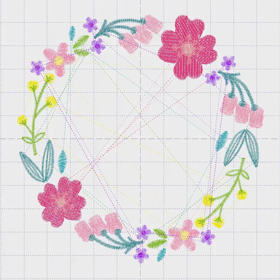 Floral Monogram Frame embroidery designs - Flower Wreath machine embroidery pattern - Floral embroidery file - Instant digital download pes