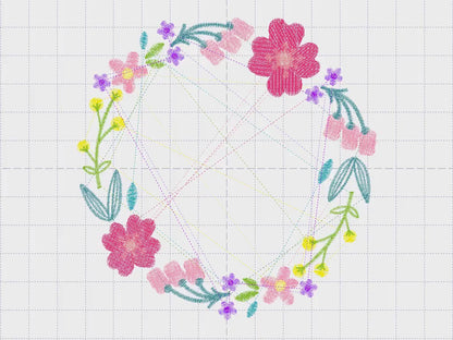 Floral Monogram Frame embroidery designs - Flower Wreath machine embroidery pattern - Floral embroidery file - Instant digital download pes