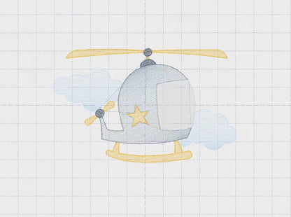 Helicopter embroidery designs - Chopper embroidery design machine embroidery pattern - Helicopter  in the Sky embroidery - instant download