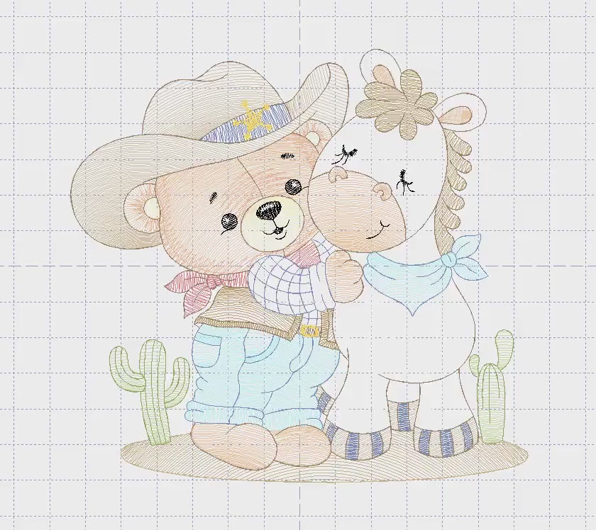 Cowboy Bear with horse embroidery designs - Cowboy with hat embroidery design machine embroidery pattern - Horse Farm - Instant download pes