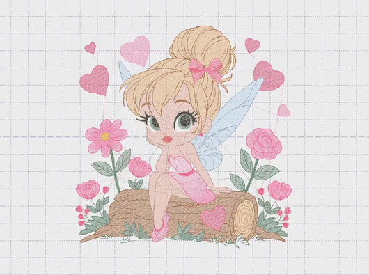 Fairy embroidery designs - Baby girl embroidery design machine embroidery pattern - Pixie embroidery file - Fairy design Instant Download