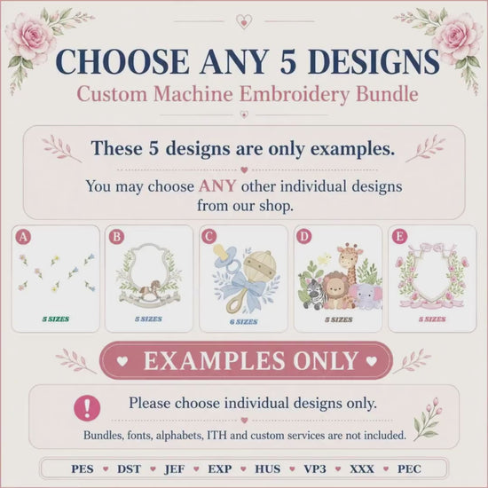 Custom Machine Embroidery Design Bundle, Pick Your Designs, Digital Stitch Files