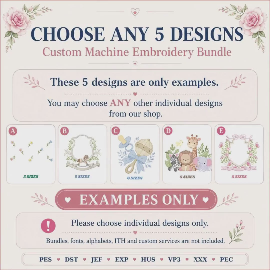 Custom Machine Embroidery Design Bundle, Pick Your Designs, Digital Stitch Files
