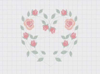 Heart with roses embroidery designs - Flower embroidery design machine embroidery pattern - Monogram Frame embroidery file - pes jef vip hus