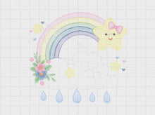 Cargar y reproducir el video en el visor de la galería, Rainbow embroidery design - Star rain and cloud embroidery design machine embroidery pattern - Baby girl embroidery file - instant download
