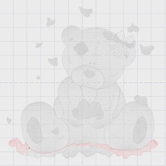 Teddy Bear Embroidery Design, Ripple Stitch File, Digital Machine Pattern, 5 Sizes