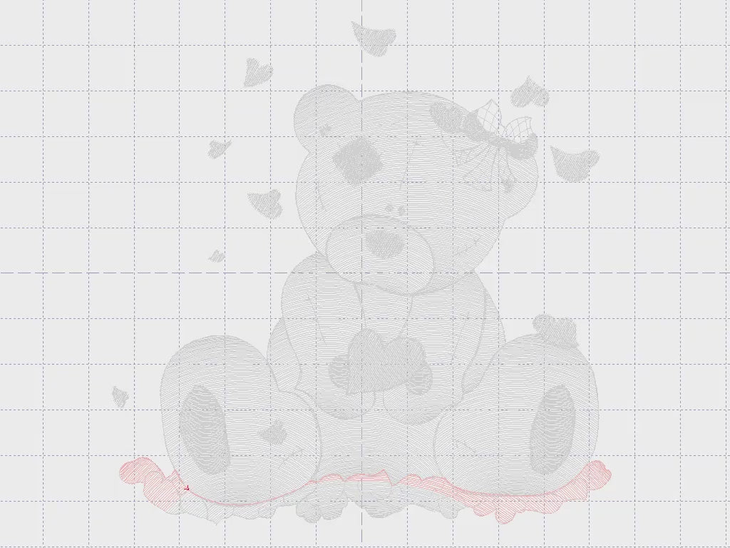 Teddy Bear Embroidery Design, Ripple Stitch File, Digital Machine Pattern, 5 Sizes