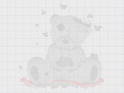 Teddy Bear Embroidery Design, Ripple Stitch File, Digital Machine Pattern, 5 Sizes