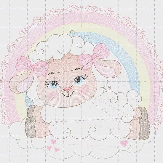 Sheep with rainbow embroidery design - Rainbow embroidery designs machine embroidery pattern - baby girl embroidery file newborn embroidery