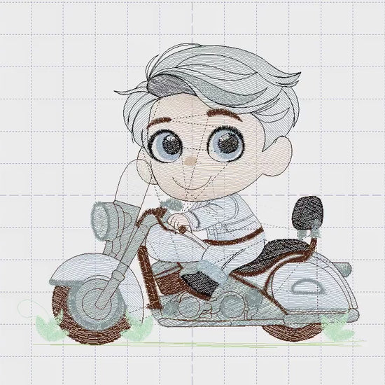 Boy with motorcycle embroidery designs - Baby Boy embroidery design machine embroidery pattern -  Motorcyclist Biker Chopper ride download