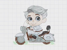 Carica e avvia il video nel visualizzatore di galleria, Boy with motorcycle embroidery designs - Baby Boy embroidery design machine embroidery pattern -  Motorcyclist Biker Chopper ride download
