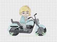 Carica e avvia il video nel visualizzatore di galleria, Boy with bike embroidery designs - Baby Boy embroidery design machine embroidery pattern -  Motorcycle Chopper Scooter Hog Motorcyclist pes
