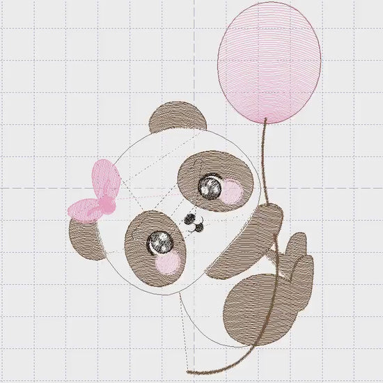 Panda embroidery design - Animal embroidery designs machine embroidery pattern - Baby girl embroidery file - Panda with balloons download