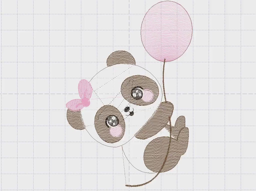 Panda embroidery design - Animal embroidery designs machine embroidery pattern - Baby girl embroidery file - Panda with balloons download