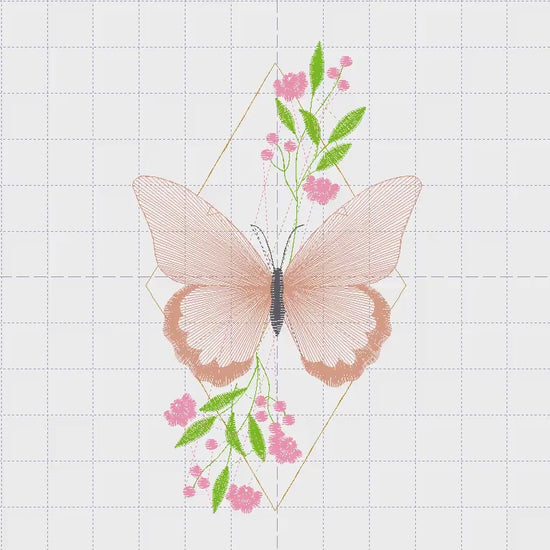 Butterfly embroidery designs - Flowers embroidery design machine embroidery pattern - Kitchen towel embroidery file - instant download pes