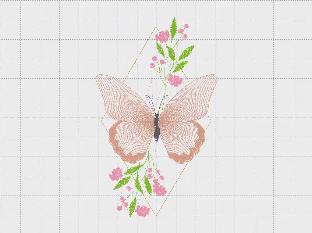 Butterfly embroidery designs - Flowers embroidery design machine embroidery pattern - Kitchen towel embroidery file - instant download pes