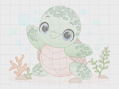 Turtle embroidery design - Sea Ocean animal embroidery designs machine embroidery pattern - Baby boy embroidery file - Instant download pes