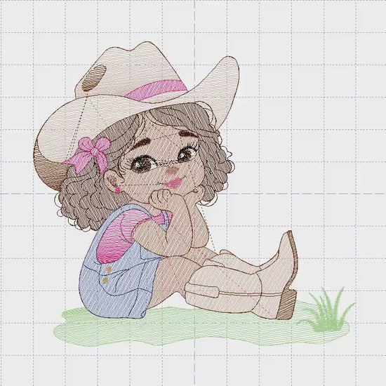 Cowgirl embroidery designs - Cowboy embroidery design machine embroidery pattern - Baby girl embroidery file - Farm cowboy hat wrangler
