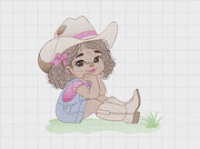 Carica e avvia il video nel visualizzatore di galleria, Cowgirl embroidery designs - Cowboy embroidery design machine embroidery pattern - Baby girl embroidery file - Farm cowboy hat wrangler
