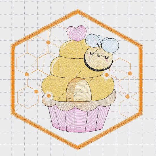 Bee embroidery design - Bee Cupcake embroidery designs machine embroidery pattern - Baby girl embroidery file - honey bee design pes jef hus