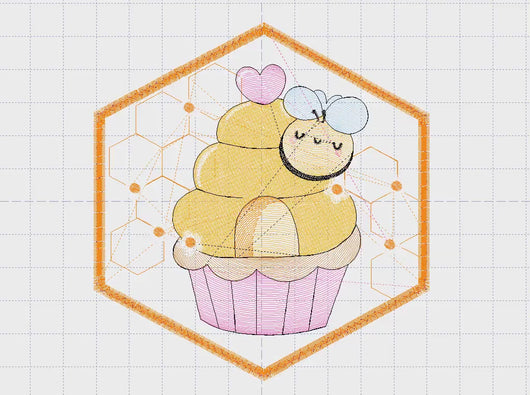 Bee embroidery design - Bee Cupcake embroidery designs machine embroidery pattern - Baby girl embroidery file - honey bee design pes jef hus