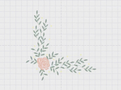 Rose Corner embroidery designs - Flower embroidery design machine embroidery pattern - Monogram Frame embroidery file - instant download pes