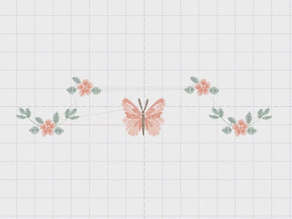 Mini Flowers embroidery designs - Butterfly for Kitchen tea towel machine embroidery pattern - Grandma Kitchen apron - Instant download pes