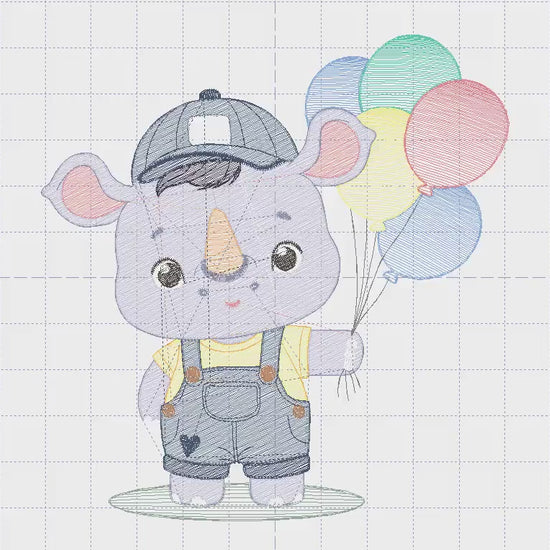 Rhino embroidery designs - Animal safari embroidery design machine embroidery pattern - Baby boy embroidery file - instant download pes jef