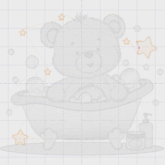 Bathing Bear embroidery designs - Baby boy embroidery design machine embroidery pattern - Bear with soap bubbles tub embroidery download jef