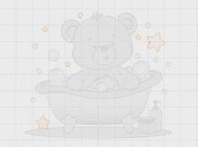 Carica e avvia il video nel visualizzatore di galleria, Bathing Bear embroidery designs - Baby boy embroidery design machine embroidery pattern - Bear with soap bubbles tub embroidery download jef
