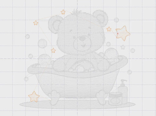 Bathing Bear embroidery designs - Baby boy embroidery design machine embroidery pattern - Bear with soap bubbles tub embroidery download jef