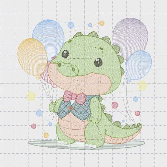 Crocodile embroidery design - Alligator embroidery designs machine embroidery pattern - Animal with balloon embroidery - instant download