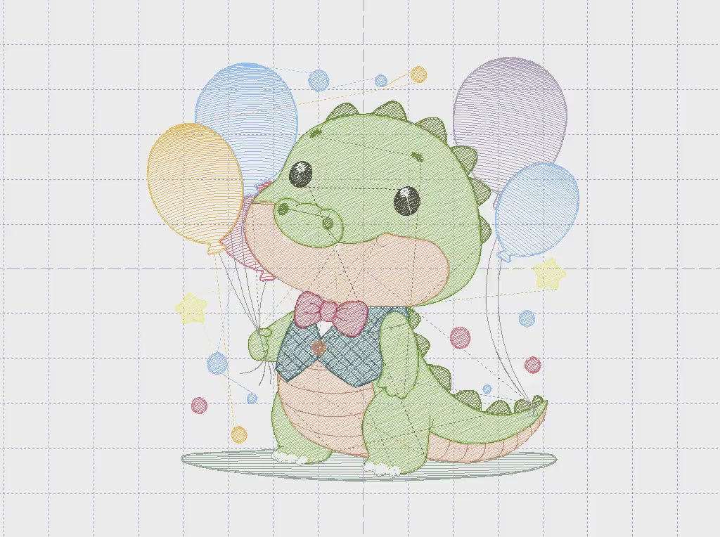 Crocodile embroidery design - Alligator embroidery designs machine embroidery pattern - Animal with balloon embroidery - instant download