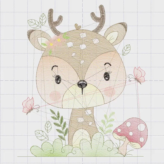Deer embroidery design - Woodland Animal embroidery designs machine embroidery pattern - Newborn embroidery file - Baby girl embroidery
