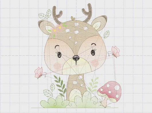 Deer embroidery design - Woodland Animal embroidery designs machine embroidery pattern - Newborn embroidery file - Baby girl embroidery